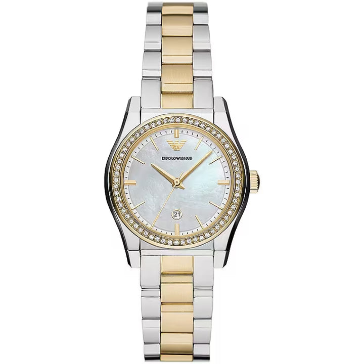 Timeless Two-Tone Elegance with Crystal Accents