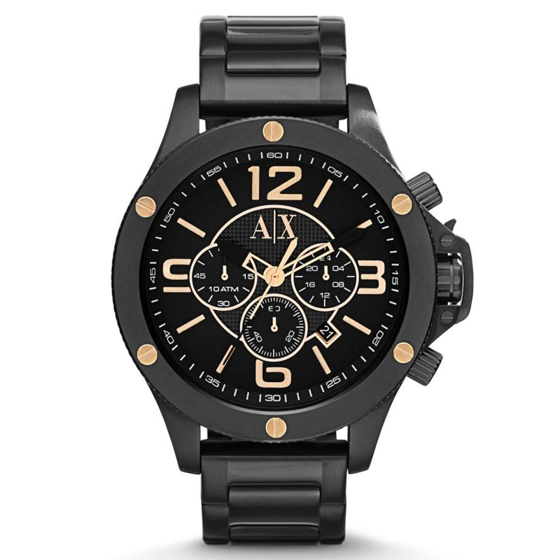 Armani Exchange Black & Gold Chronograph Watch