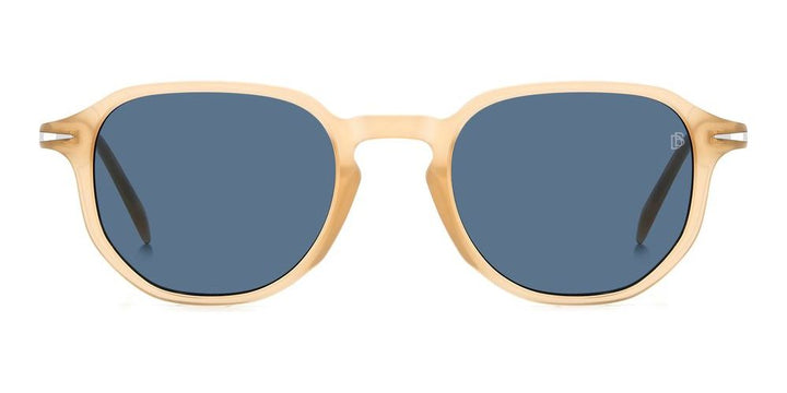 Sleek Light Beige Acetate Frame with Blue Lens