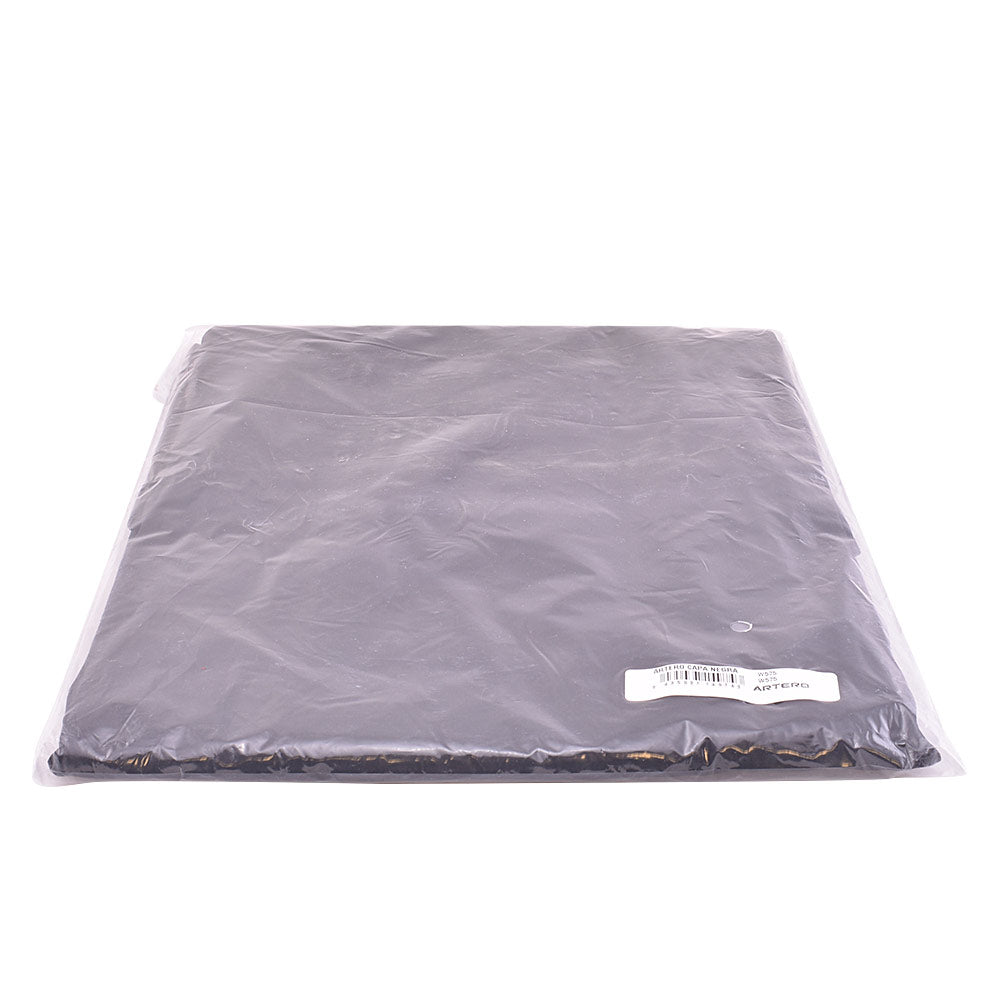Black lightweight polyester salon cutting cape with secure adjustable neckline, Unisex
