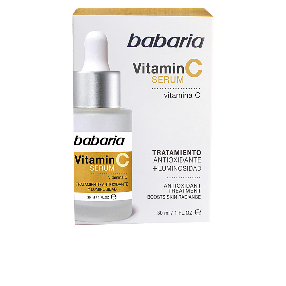 30 ml amber bottle of lightweight Vitamin C serum with pump