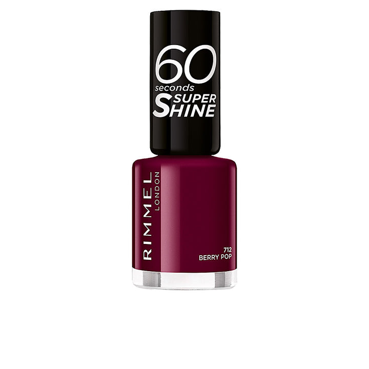 8 ml berry‑coloured nail polish bottle with precision brush, high‑gloss finish