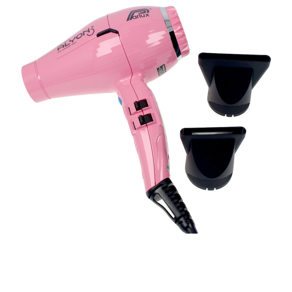 Matte black ergonomic professional hair dryer with two concentrator nozzles, 3 m cable