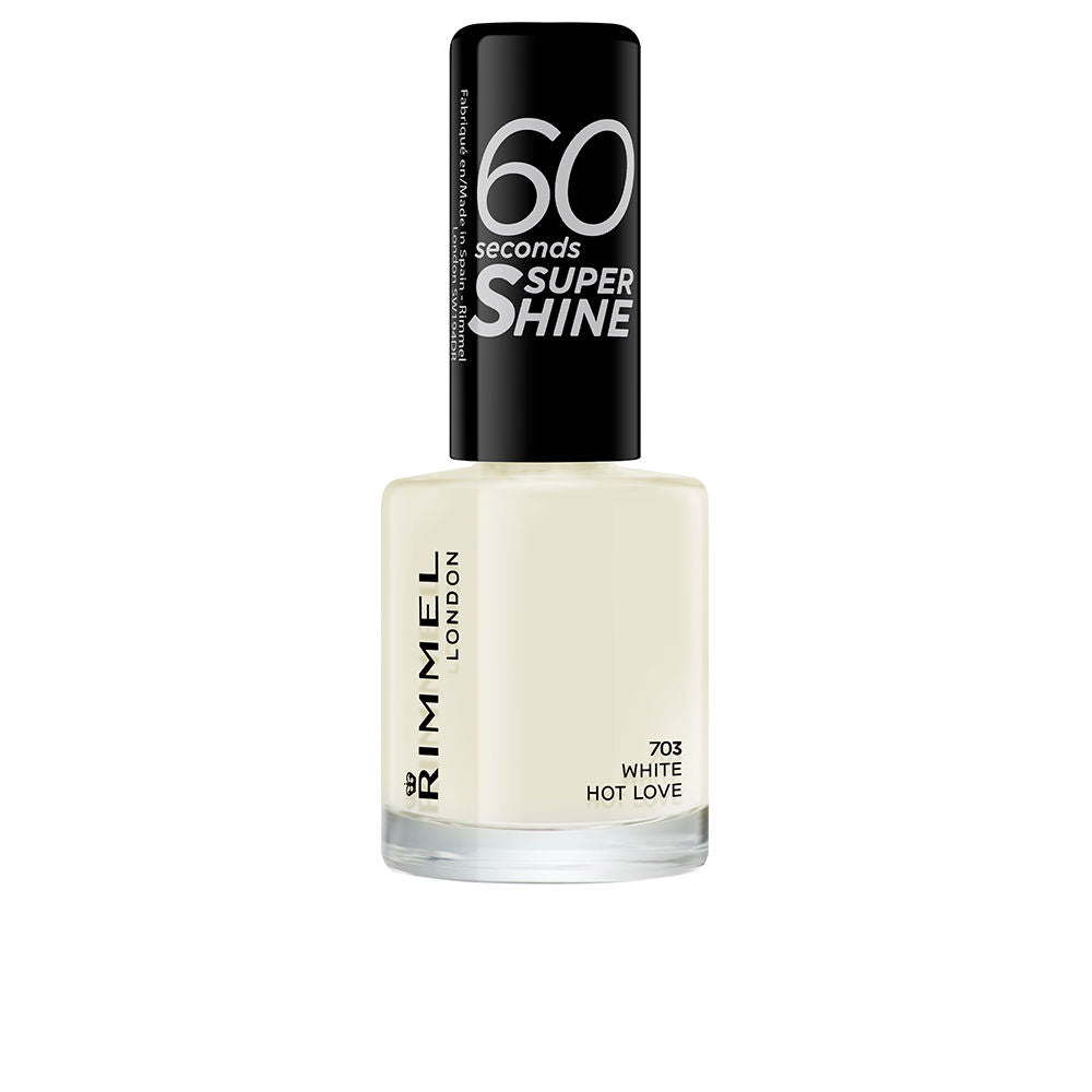 Cream white high‑gloss nail polish bottle, 8 ml, wide brush shown
