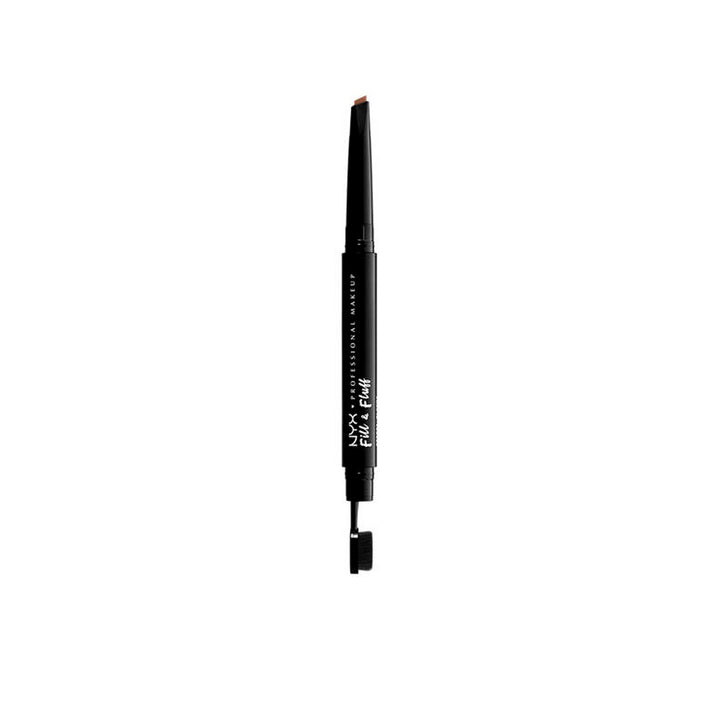 Dual-ended auburn eyebrow pencil with retractable tip and spoolie, matte finish