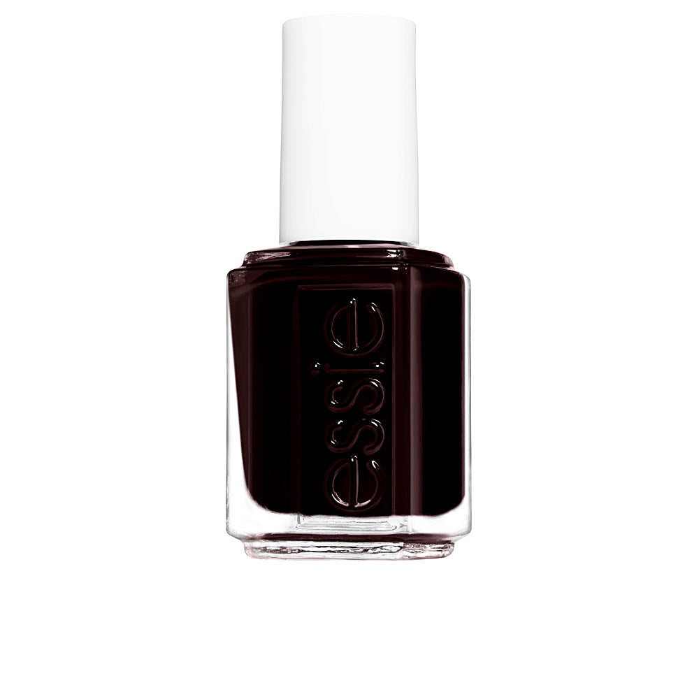 Bottle of deep red cream nail polish, 13.5 ml, wide flat brush shown