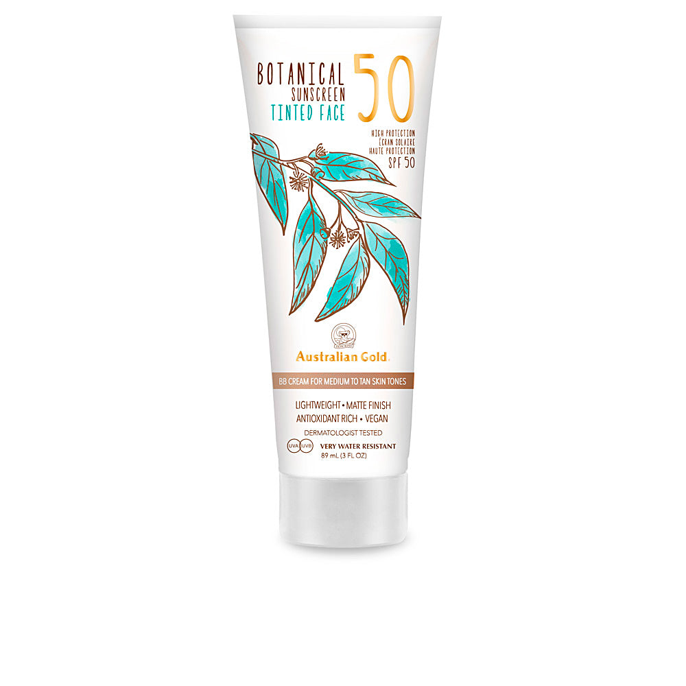 Tube of tinted mineral BB lotion SPF 50 in medium‑tan shade, 88 ml