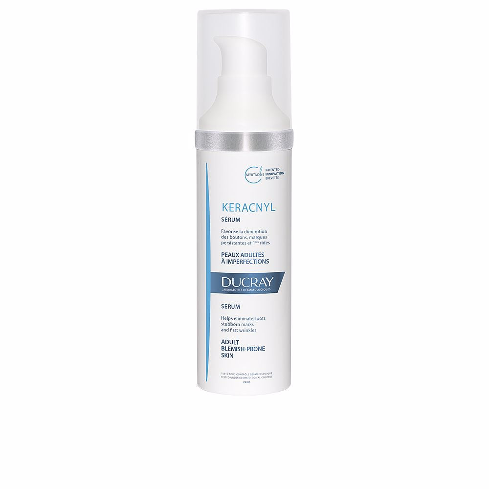 30 ml clear serum bottle with dropper, light gel texture, clinical packaging