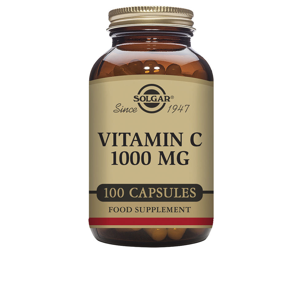 Bottle of 100 vegetable vitamin C capsules, 1000 mg per capsule, Unisex