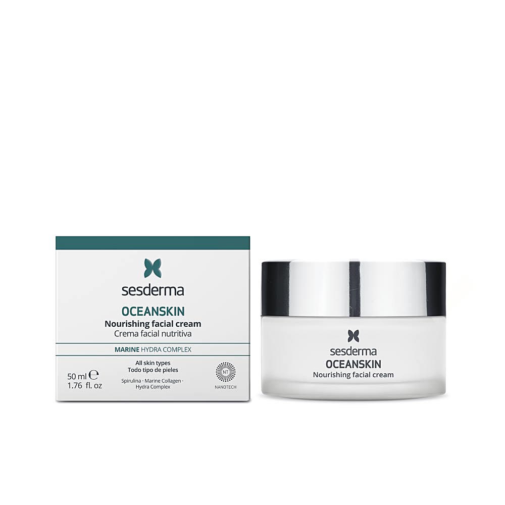 50 ml jar of nourishing marine face cream, creamy texture, liposomal formula