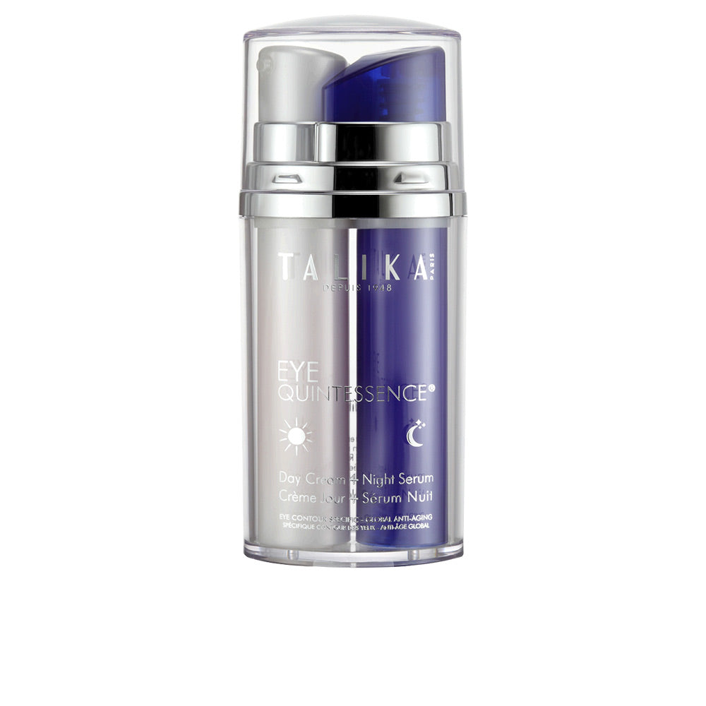 Twin 10 ml eye day cream and night repair serum duo in compact packaging