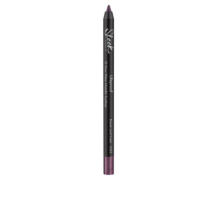 Metallic kohl eyeliner pencil in deep shimmer shade, slim wooden pencil