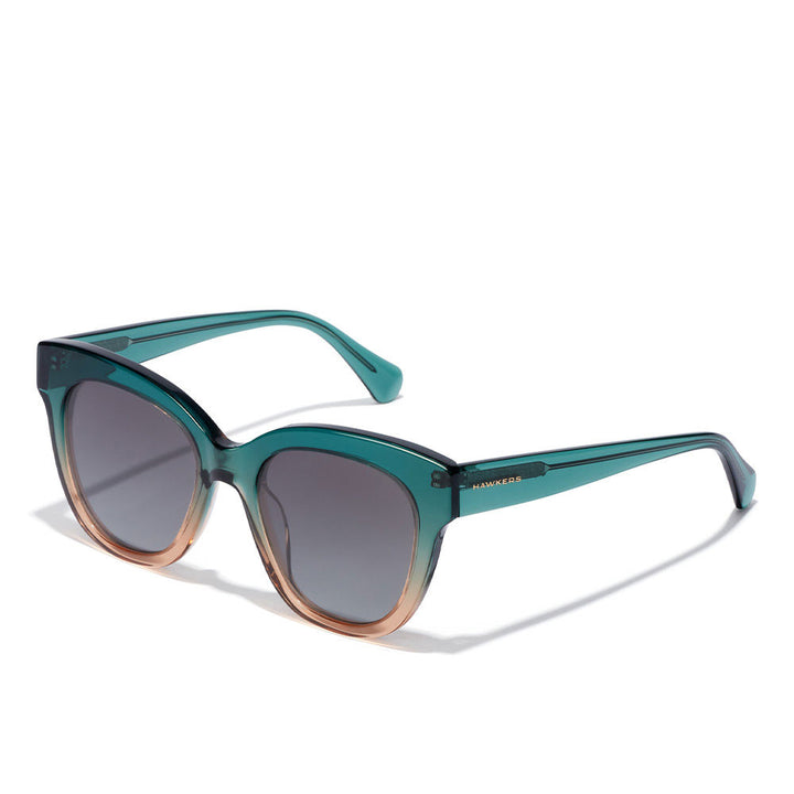 Green champagne butterfly sunglasses with black lenses, 52/19/140 mm