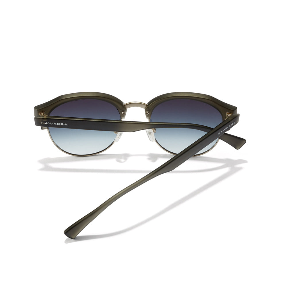 Rounded pantos sunglasses with metal rim, TR18 dark lenses, silicone nose pads, Unisex