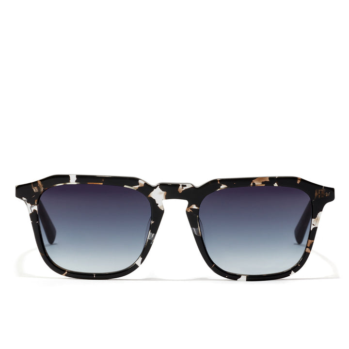 Unisex square sunglasses in black/havana acetate, 51 mm lenses, 19 mm bridge