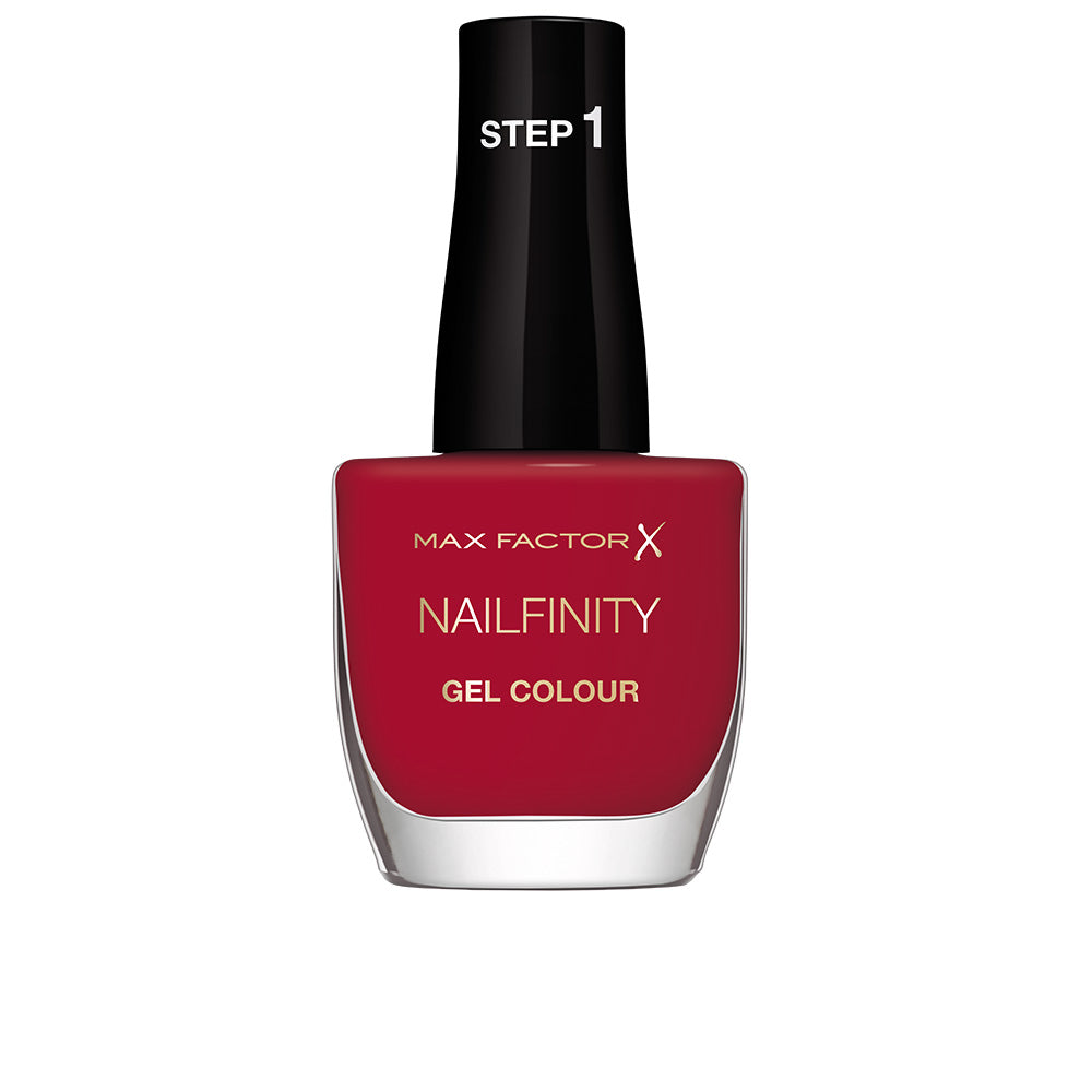 Small 12 ml bottle of red gel-effect nail polish with glossy finish