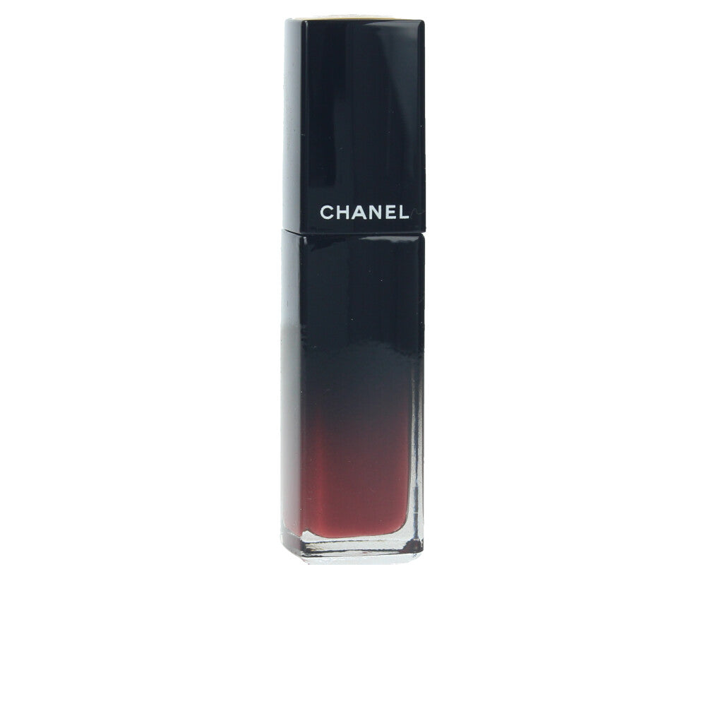 Satin-sheen sheer red lip gloss in clear tube with doe-foot applicator