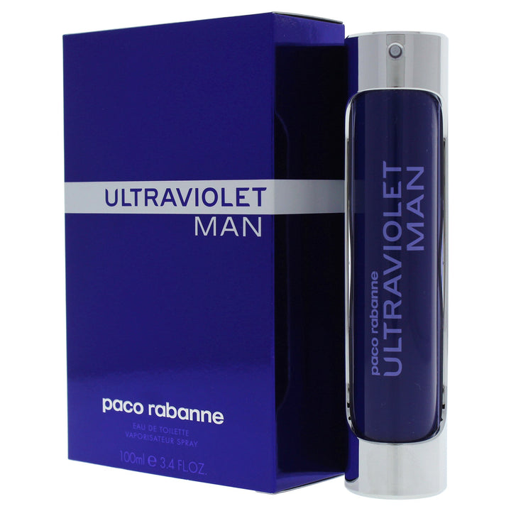100 ml purple-tinted glass perfume bottle with silicone and metal details, Eau de Toilette for Man