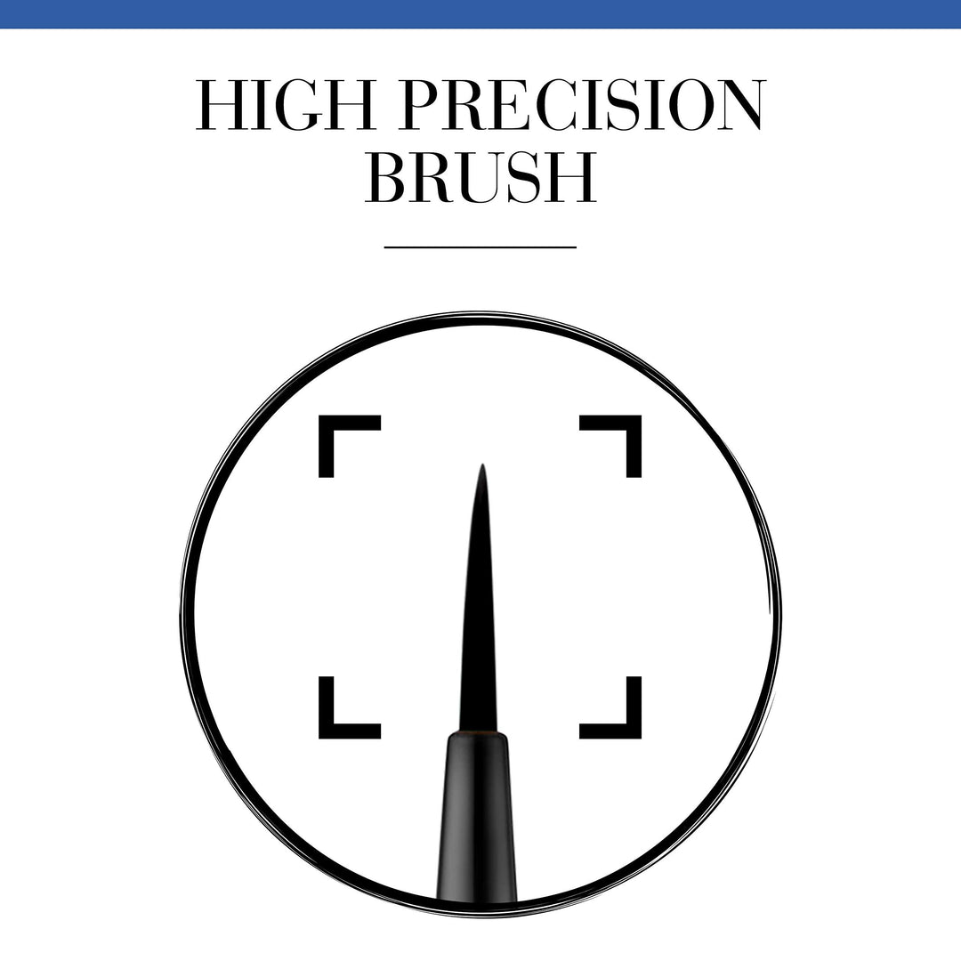 Slim black liquid eyeliner pen with fine brush applicator, 2.5 ml