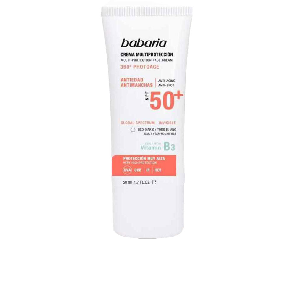 50 ml lightweight SPF 50+ facial cream, unisex, water‑resistant packaging