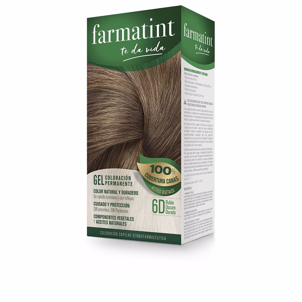 Tube of 6D dark golden blonde gel hair colour with 60 ml developer and repair balm, Unisex