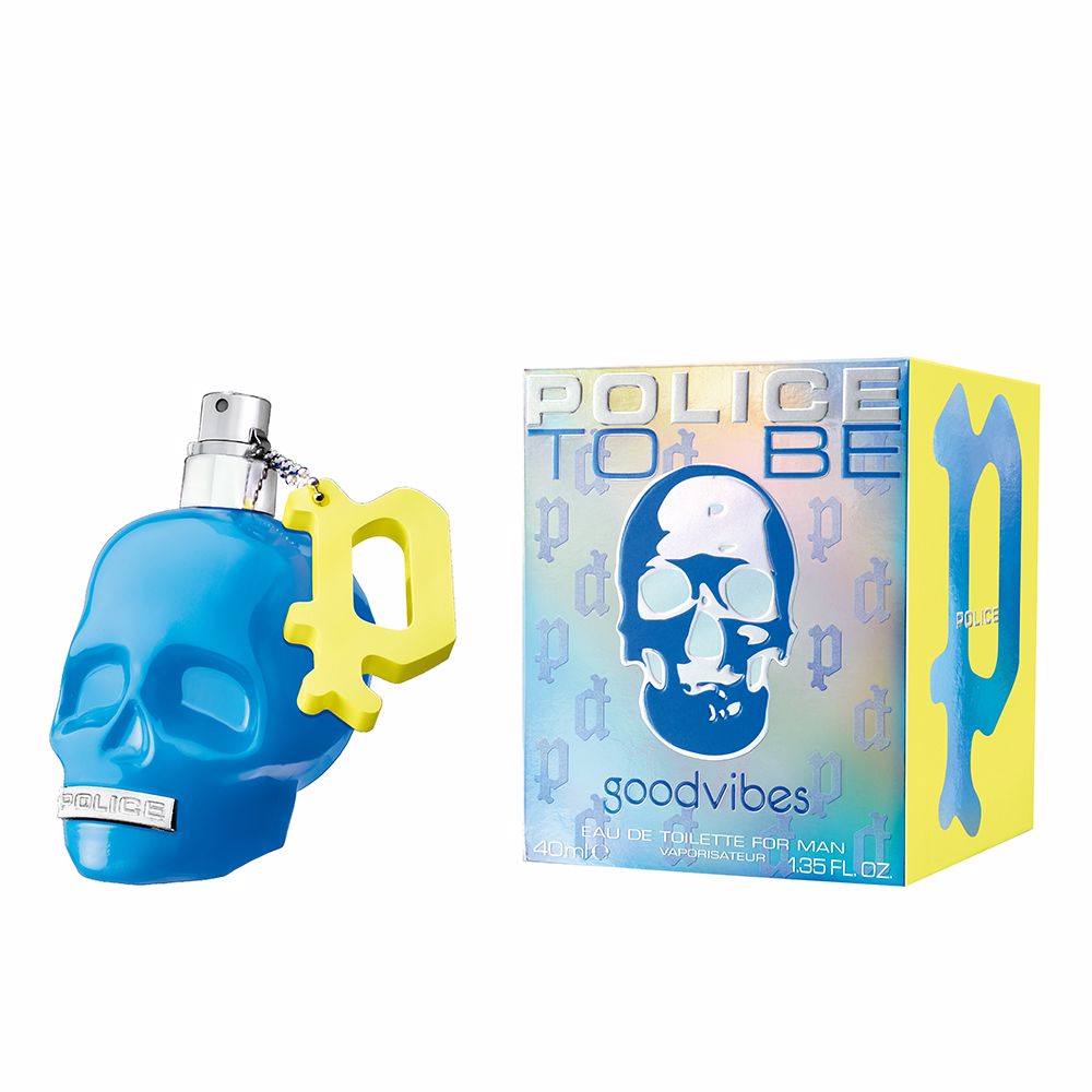 Electric-blue 125 ml Eau de Toilette bottle with P charm, woody-aromatic fragrance