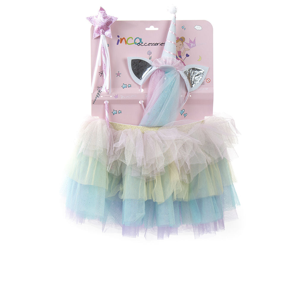 Three-piece children's unicorn tutu set: layered tulle, headband, wand