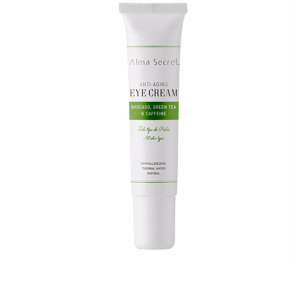 Small 10 ml jar of hydrating eye cream with soft beige texture