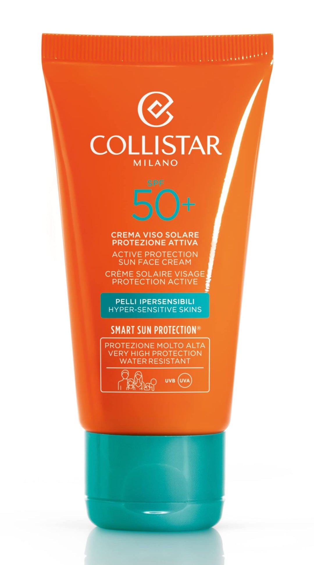 50 ml tube of advanced SPF 50+ facial sunscreen cream, lightweight texture