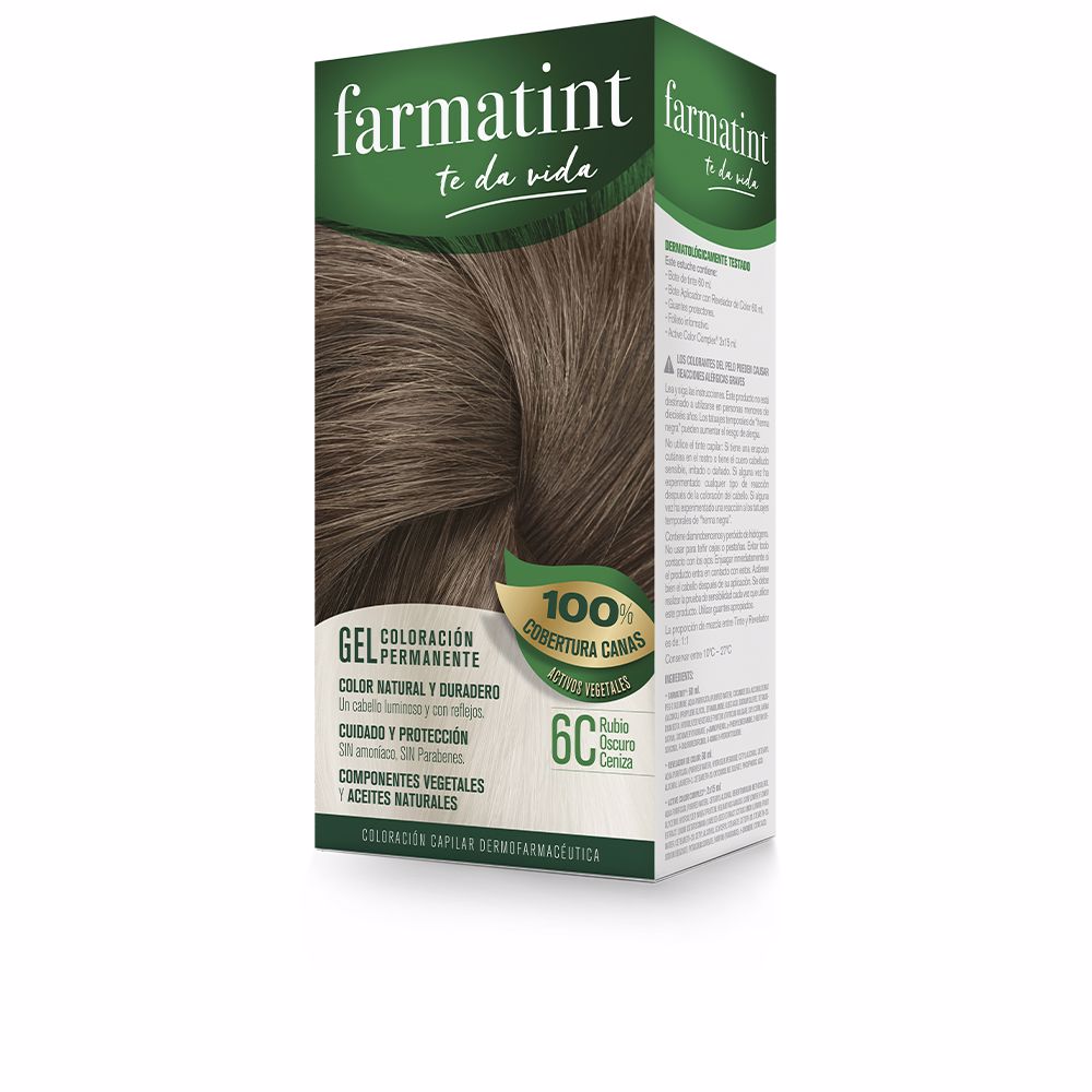 60 ml gel hair colour pack, shade 6C dark ash blonde, includes developer and repair complex