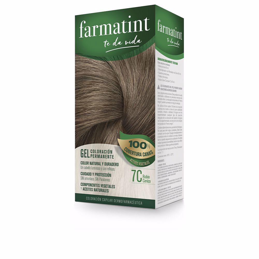 Tube of ash blonde gel hair colour with developer, gloves and repair balm, 60 ml