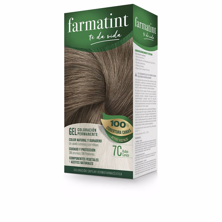 Tube of ash blonde gel hair colour with developer, gloves and repair balm, 60 ml
