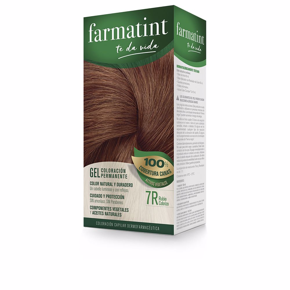 Copper‑blonde hair colour gel kit with developer and repair complex, 5‑unit pack