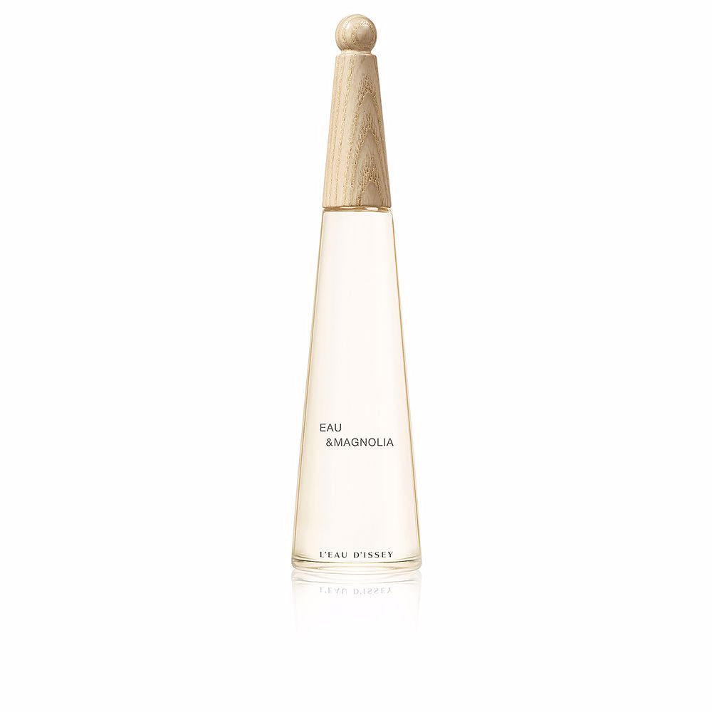 Minimal glass bottle with beige detail and ash wood cap, 50 ml