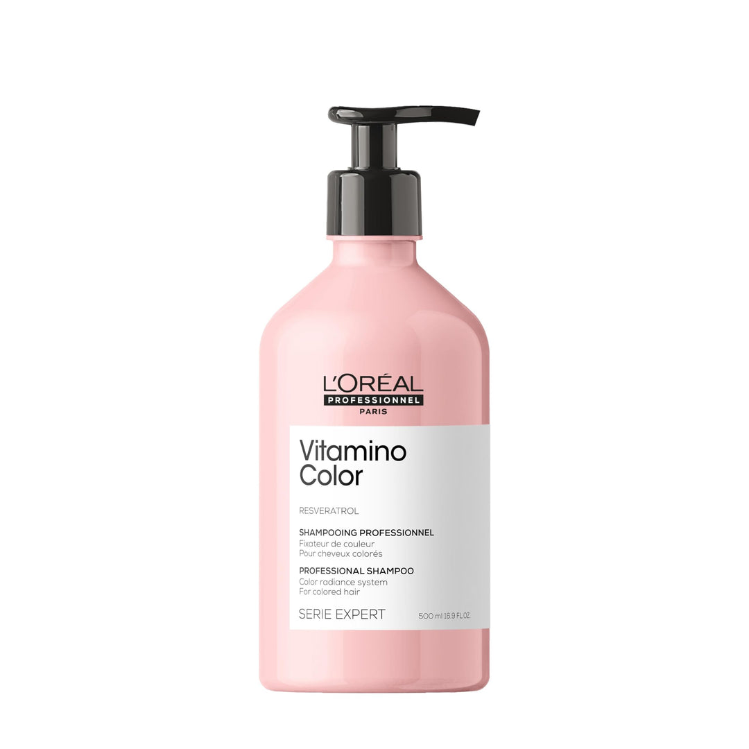Bottle of Vitamino Colour antioxidant shampoo, 500 ml, refill-capable packaging