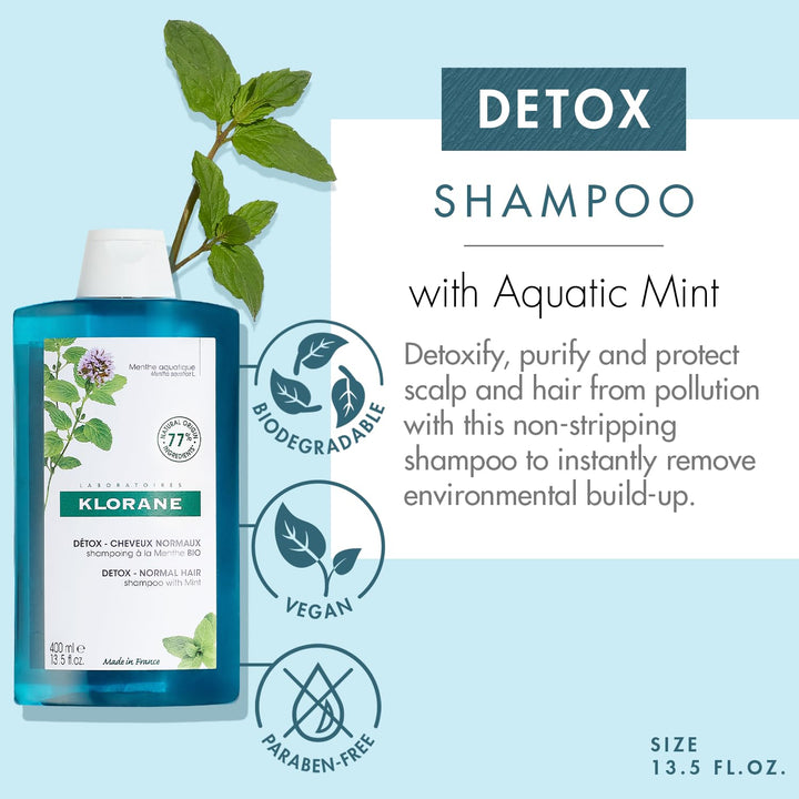 400 ml detox mint shampoo bottle, green label, Unisex daily cleansing