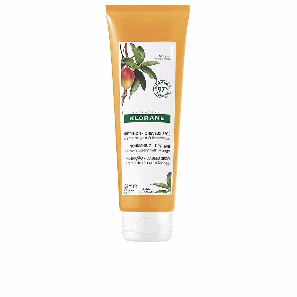125 ml tube of mango leave-in cream for dry hair, lightweight texture