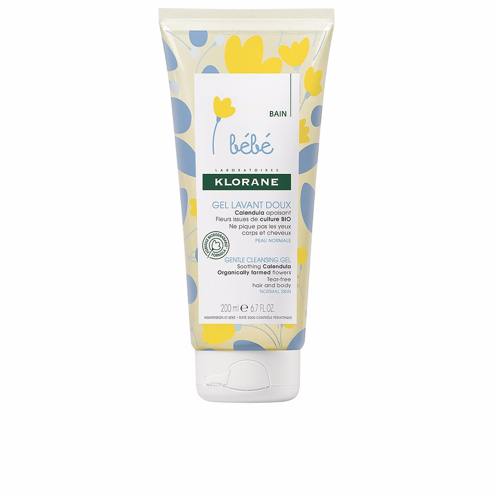 Tube of calendula baby cleansing gel, 200 ml, gentle 2‑in‑1 wash