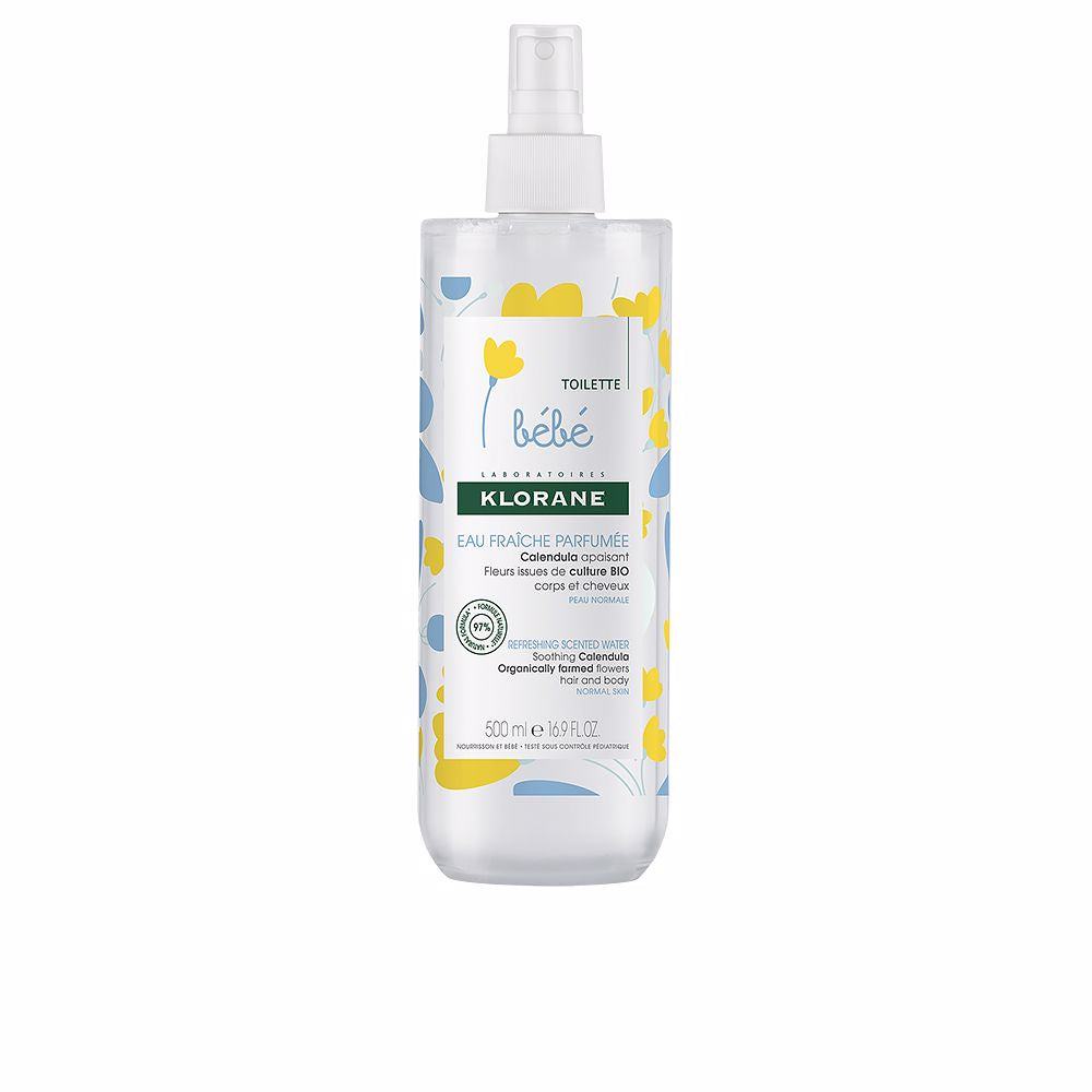 500 ml spray bottle of calendula-scented baby water, portable mist for hair and skin