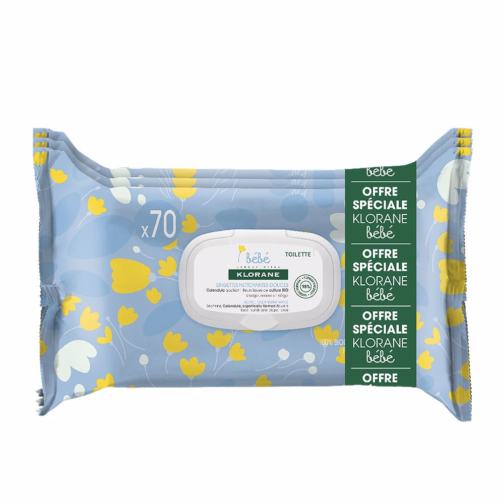 Resealable pack of biodegradable calendula baby cleansing wipes, 70 count, Unisex
