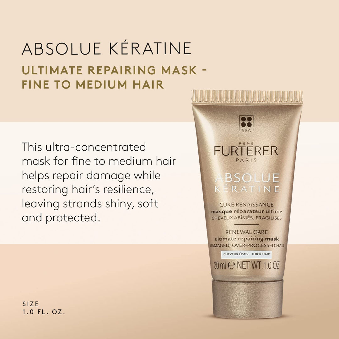 30 ml jar of creamy keratin hair mask for fine damaged hair, silicone-free