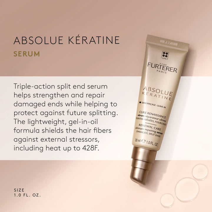 30 ml clear gel‑oil serum bottle for Unisex hair repair, labelled Keratine Repair