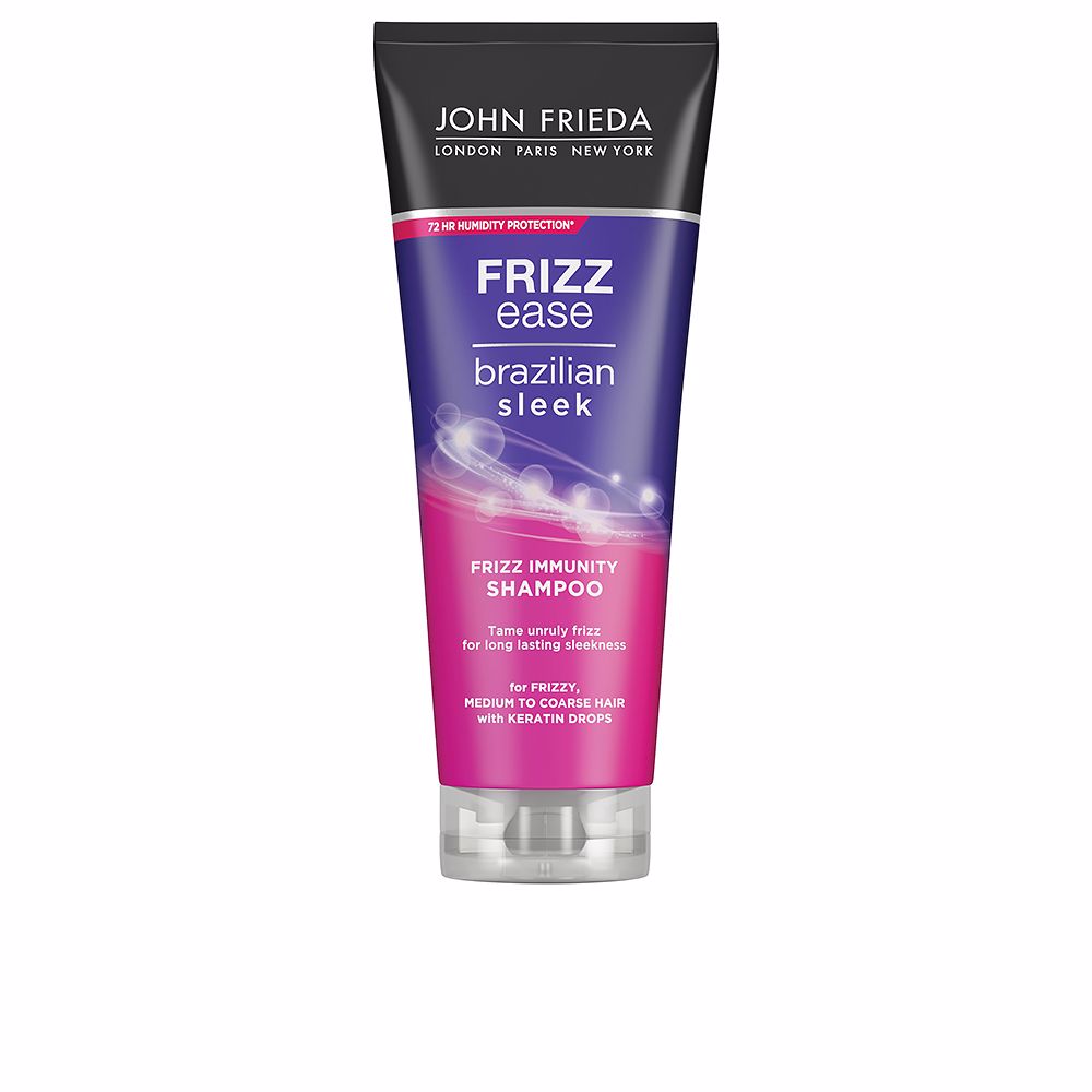 250 ml bottle of keratin Brazilian sleek shampoo for thick, frizz-prone hair