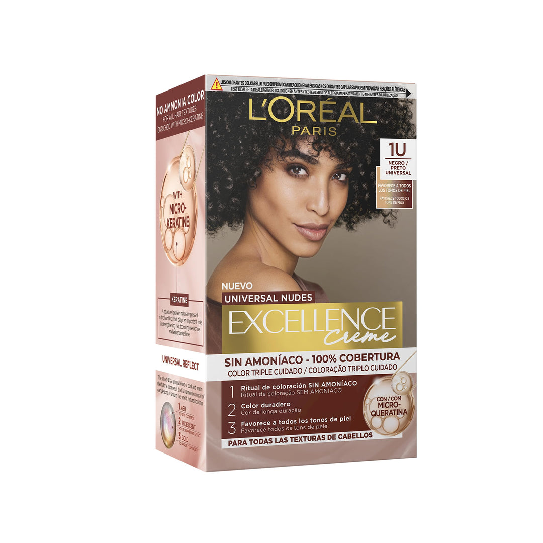 Tube and developer kit for permanent Nude black hair colour, 5-unit box, Unisex