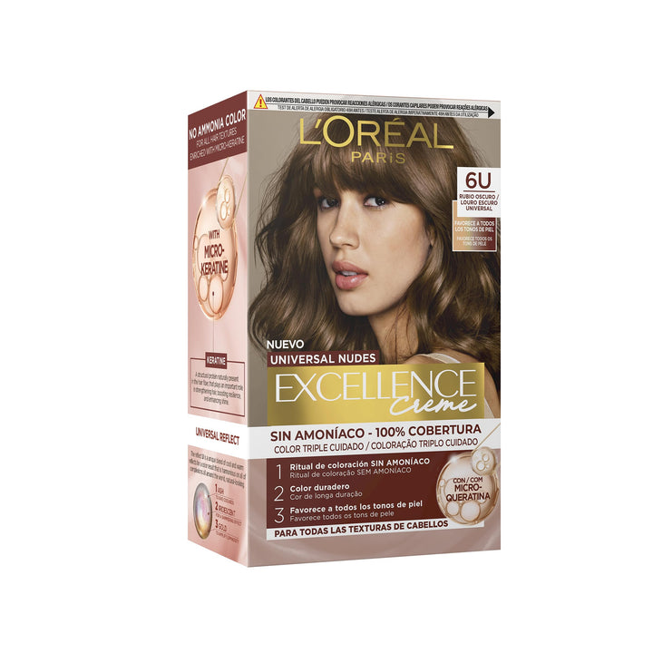 Tube and developer bottle of dark blonde permanent cream hair colour, 6 Dark Blonde, Unisex