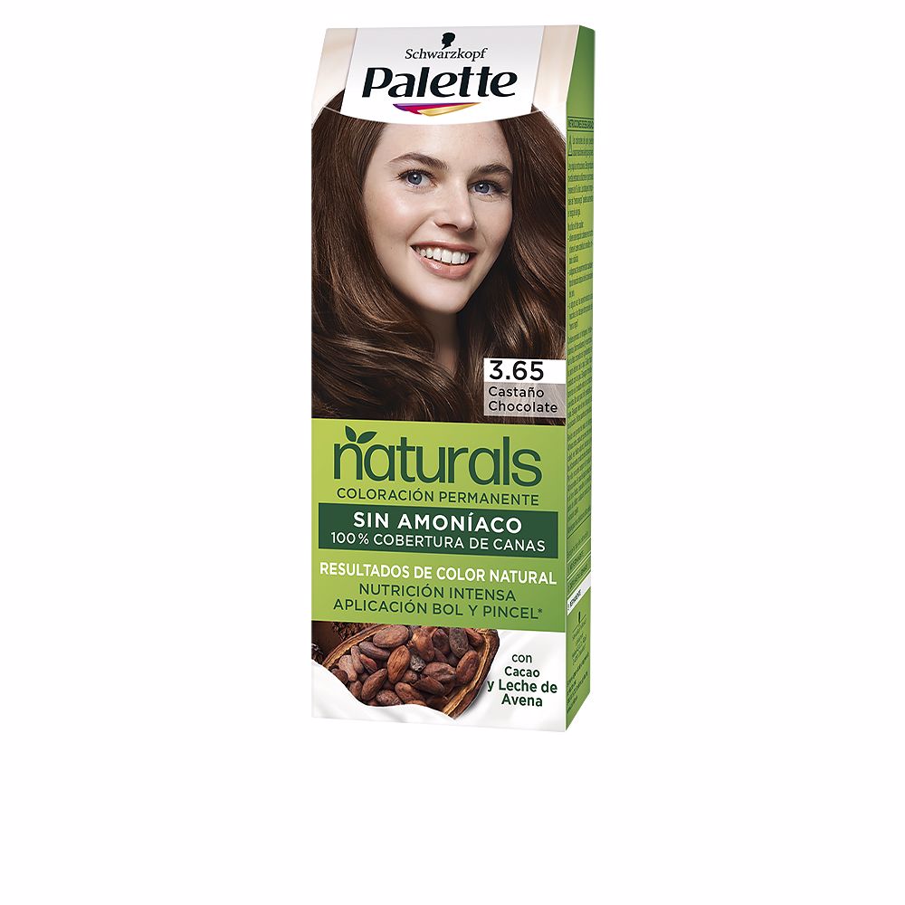 Tube of chestnut cream permanent hair colour with applicator bowl and brush