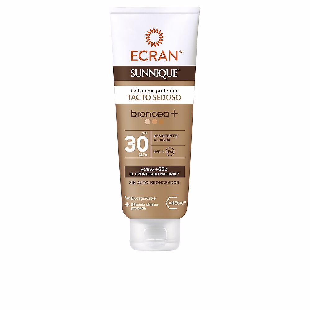 250 ml gel‑cream sunscreen bottle, SPF 30, Unisex, lightweight texture