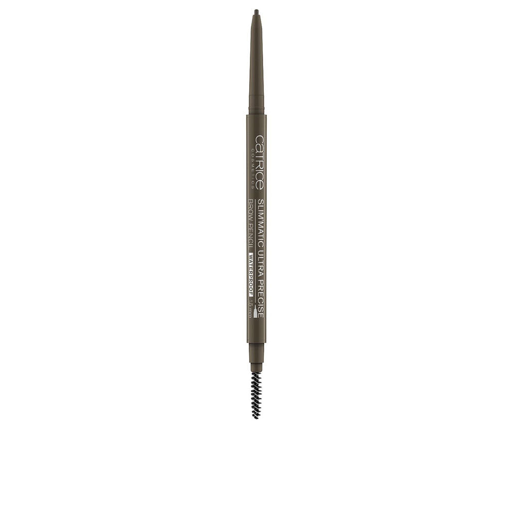 Slim 1.5 mm waterproof brow pencil in muted brown shade, retractable tip visible
