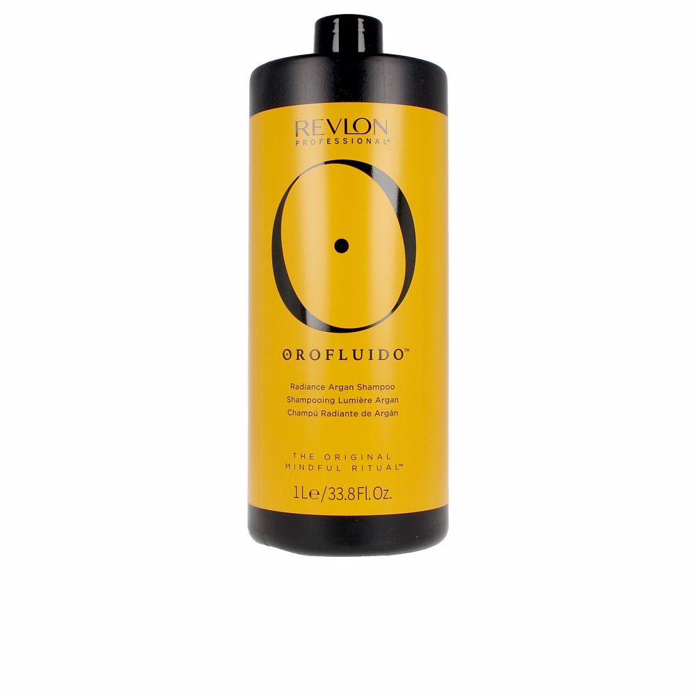 Tall golden bottle of argan radiance shampoo, 1,000 ml, Unisex hair care