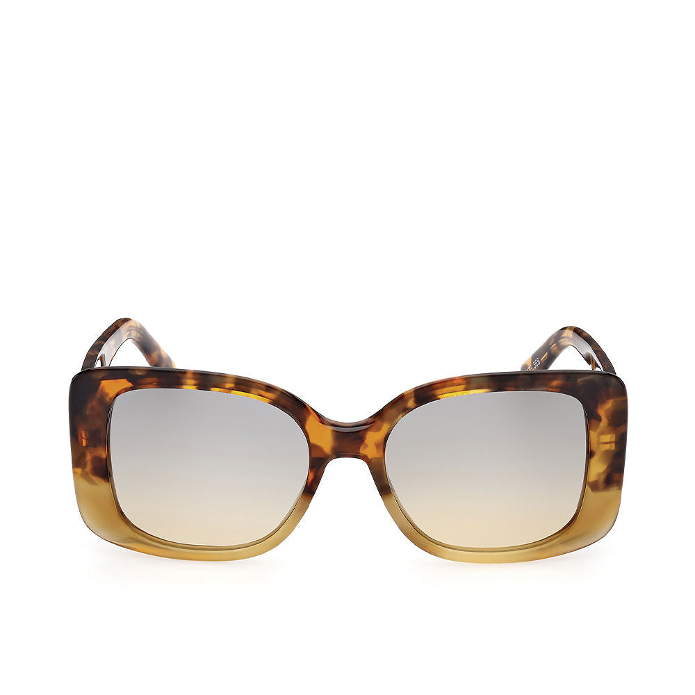 Brown habana rectangular acetate sunglasses for Women, 53 mm lenses, metal hinge detail